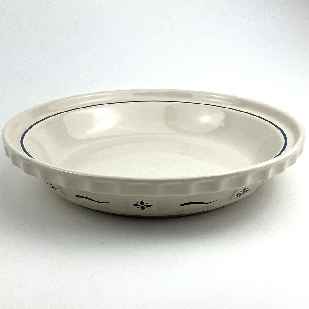 Vintage Longaberger Blue Woven Traditions Pottery 10" Pie Plate Dish